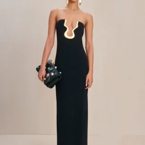 Ladies Celebrity Sexy Strapless Backless Black Maxi Long – Virelia Fashion