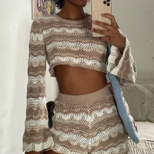 Beach Holiday Bohemian Knitted Pajamas Long Sleeve Hollow – Virelia Fashion